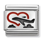Nomination Composable Classic Link 330208/02 Heart with Plane in Enamel & 925 Silver
